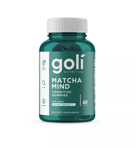 Goli Nutrition Matcha Mind - Cognitive Gummies 60 Delicious Gluten-Free, Gelatin-Free, Non GMO, Vegan Gummy