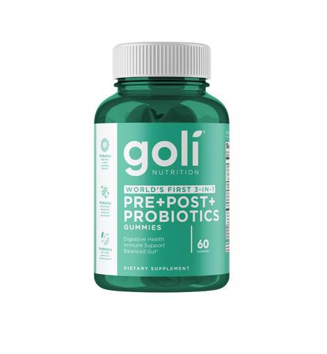 Goli Nutrition Pre+Post Probiotics 60 Gummies - World's First 3-in-1, Gluten-Free, Gelatin-Free, Vegan, Non-GMO