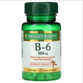 Nature's Bounty Vitamin B-6 100mg 100 Tablets