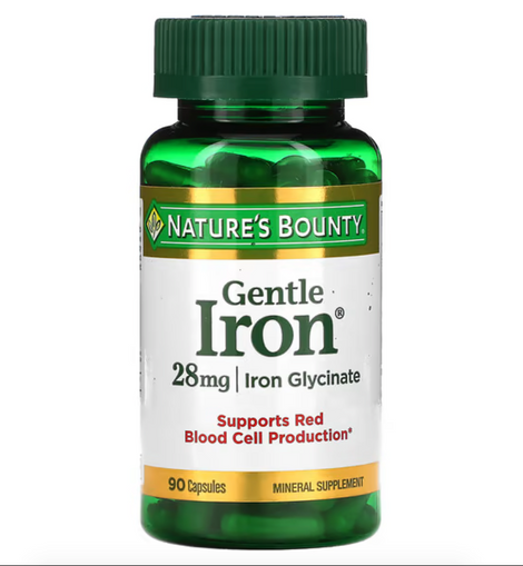 Nature's Bounty Gentle Iron Glycinate 28mg 90 Capsules