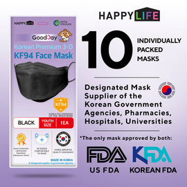 Happy Life Youth Black Face Mask 10pcs