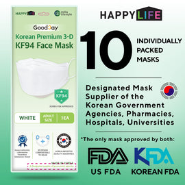 Happy Life Adult White KF94 Face Mask 10 pcs