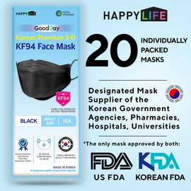 Happy Life Adult Black KF94 Face Mask 20 pcs