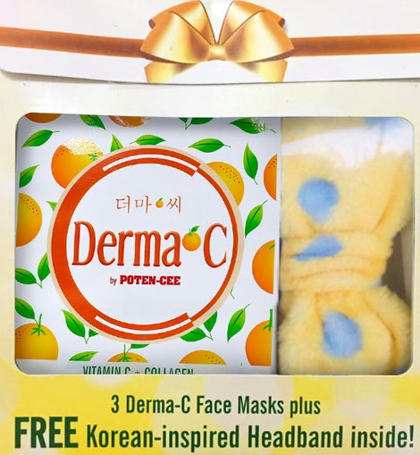 3 Derma-C Face Masks plus Free Korean-inspired Headband