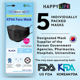 Happy Life Adult Black KF94 Face Mask 5 pcs