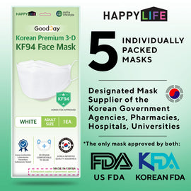 Happy Life Adult White KF94 Face Mask 5 pcs