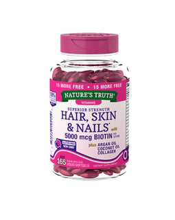 Nature's Truth Hair Skin Nails w/ Collagen, Argan & Coconut Oil 165 Liqu-Softgels
