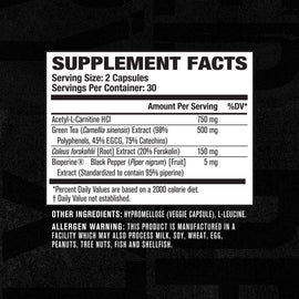 Jacked Factory Lean-XT Non Stimulant Fat Burner 60 Natural Diet Pills - Weight Loss Supplement, Appetite Suppressant, Metabolism Booster with Acetyl L-Carnitine, Green Tea Extract, Forskolin