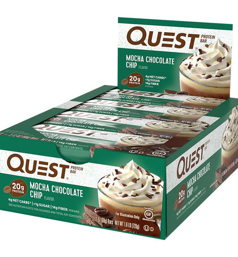 Quest Bar Mocha Chocolate Chip Box of 12 Bars