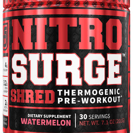 Jacked Factory Nitrosurge Shred Pre-Workout and Fat-Burner Watermelon 30 servings 7.1oz/201g