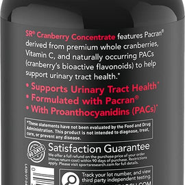 Sports Research Cranberry Concentrate (Triple Strength) Made with clinically Proven Pacran® 90 Soft gels