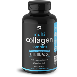 Sports Research Multi Collagen Complex  (Type I, II, III, V, X) Collagen Peptides 90 Capsules