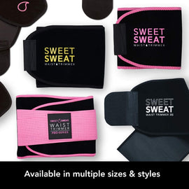 SR Sweet Sweat Waist Trimmer - Black/Pink Premium Waist Trainer Sauna Belt for Men & Women Medium
