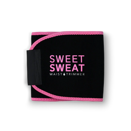SR Sweet Sweat Waist Trimmer - Black/Pink Premium Waist Trainer Sauna Belt for Men & Women Medium