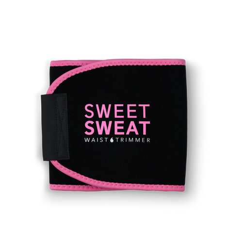 SR Sweet Sweat Waist Trimmer - Black/Pink Premium Waist Trainer Sauna Belt for Men & Women Medium