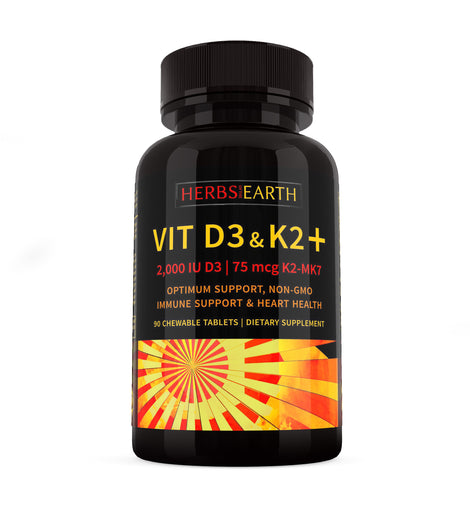Vitamin D3 + Vitamin K2 MK-7 2,000 IU 75mcg 90 Chewable Tablets
