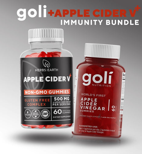 GOLI and Apple Cider Vinegar Gummies Immunity and Detoxification Combo, NON-GMO, Made in the USA, 2 Bottles