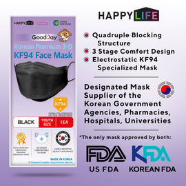 Happy Life Youth Black KF94 Face Mask 1 pc