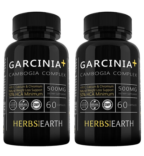 Garcinia Cambogia 2 Bottles Pure Complex 50% HCA + Vit C + Calcium+Chromium from Herbs of the Earth