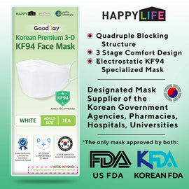 Happy Life Adult White KF94 Face Mask 1 pc