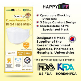 Happy Life Youth White KF94 Face Mask 1 pc